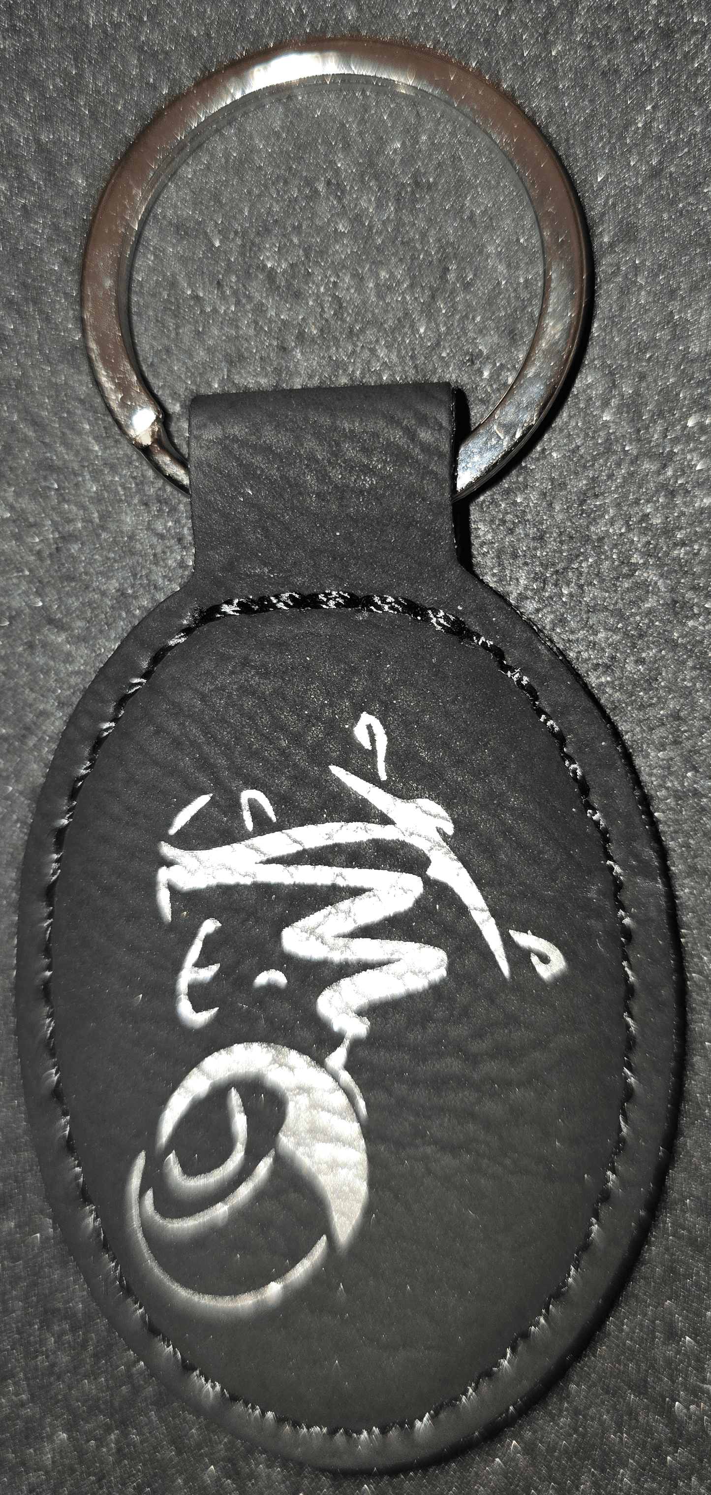 Two Mikes Black Leatherette Keychain
