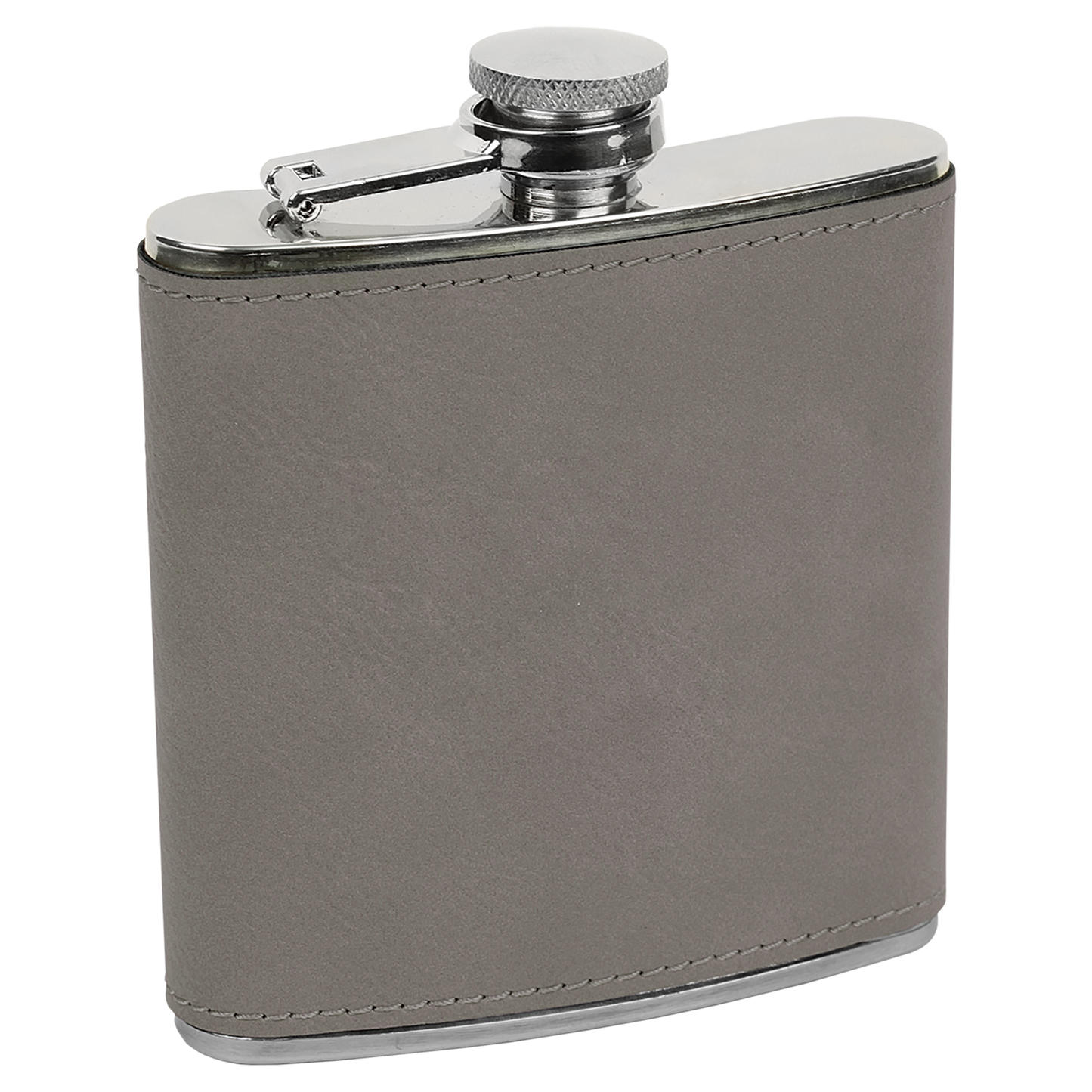 6 OZ GRAY LSR LTHR FLASK