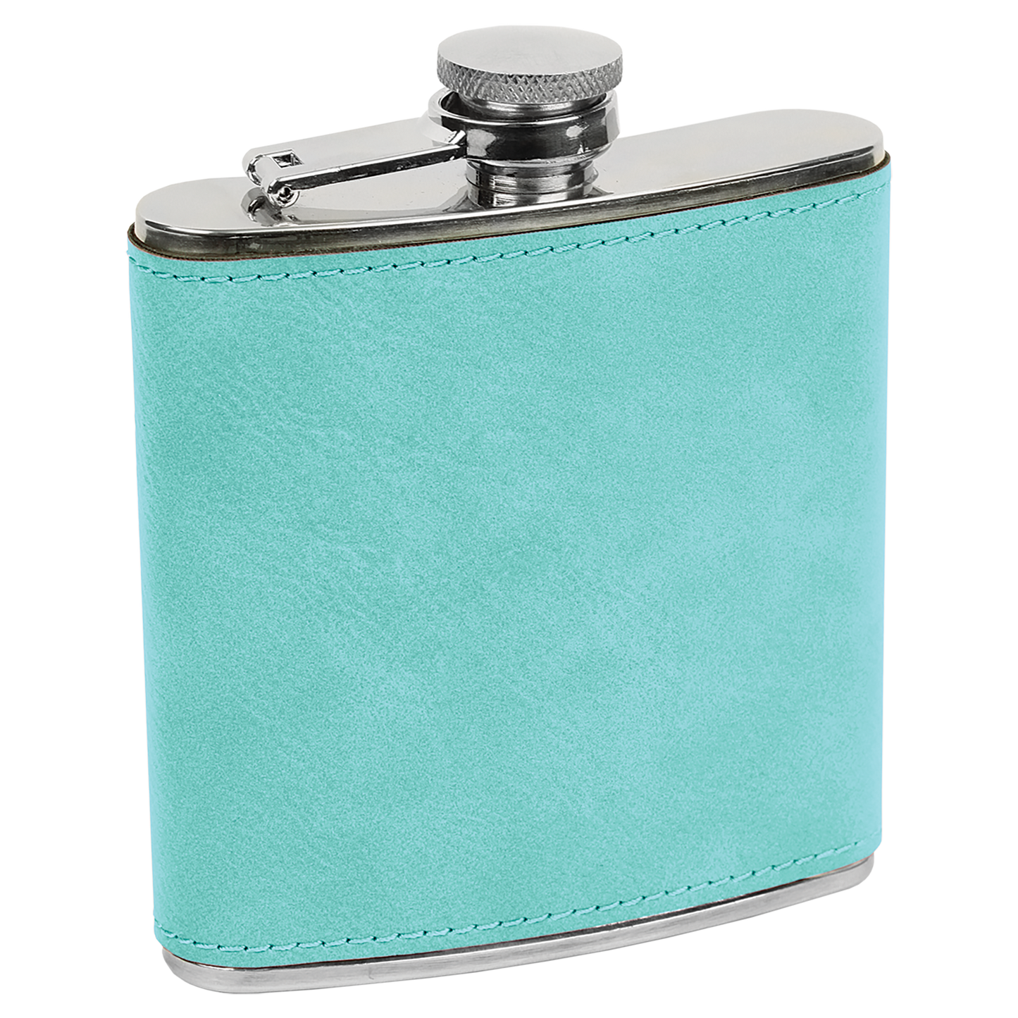 6 OZ TEAL LSR LTHR FLASK