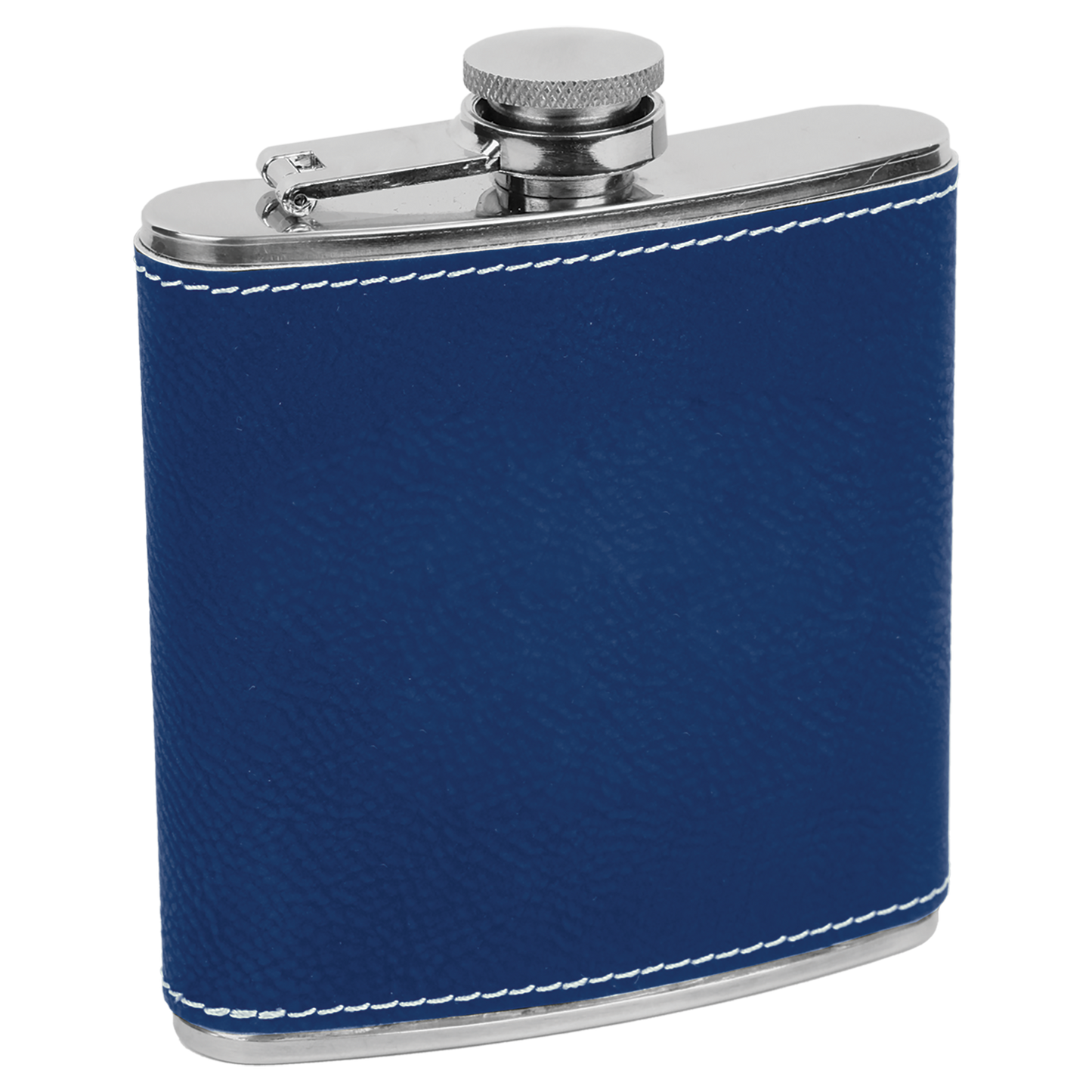 6 OZ BLU/SLV LTHR FLASK