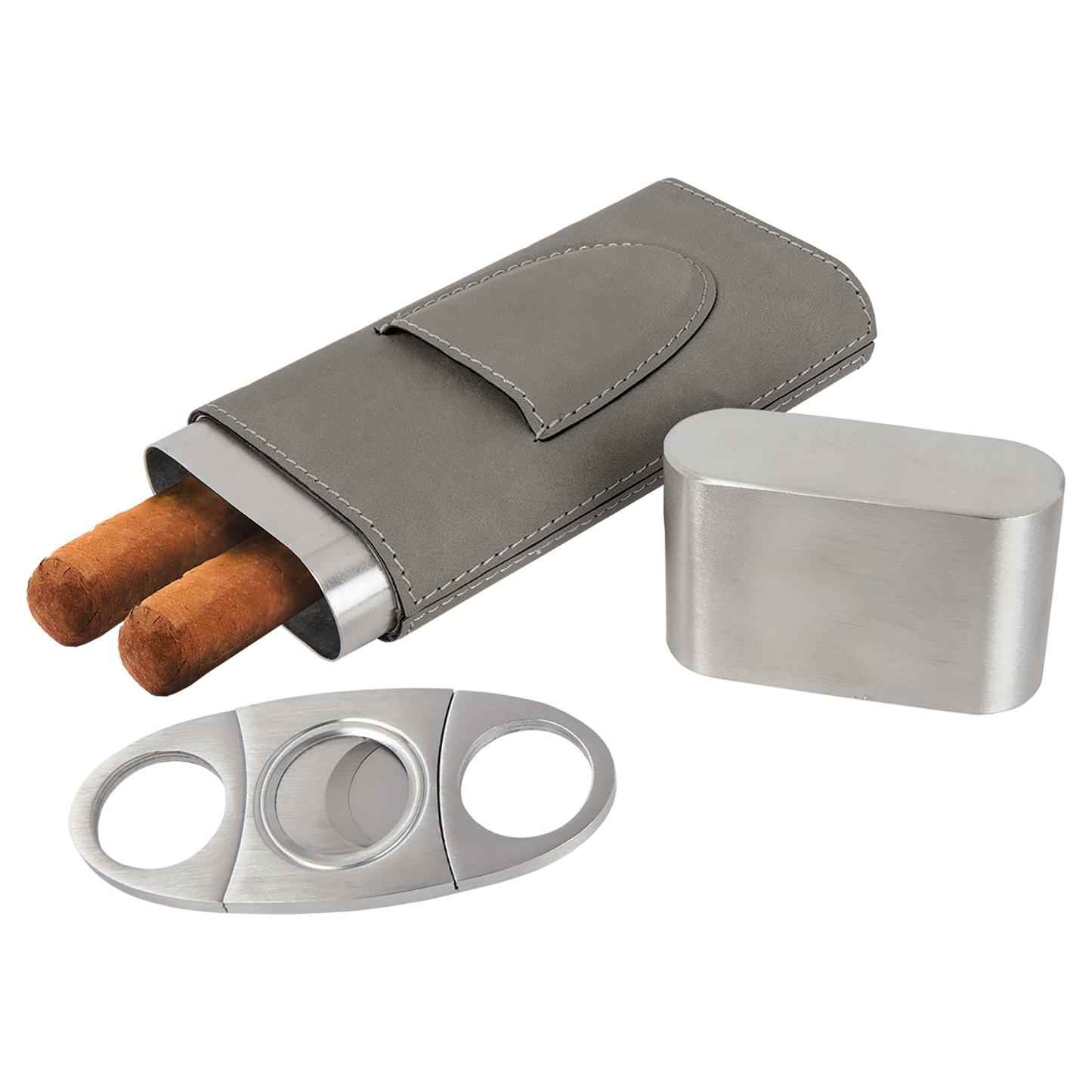 GRAY CIGAR CASE W/CUTTER