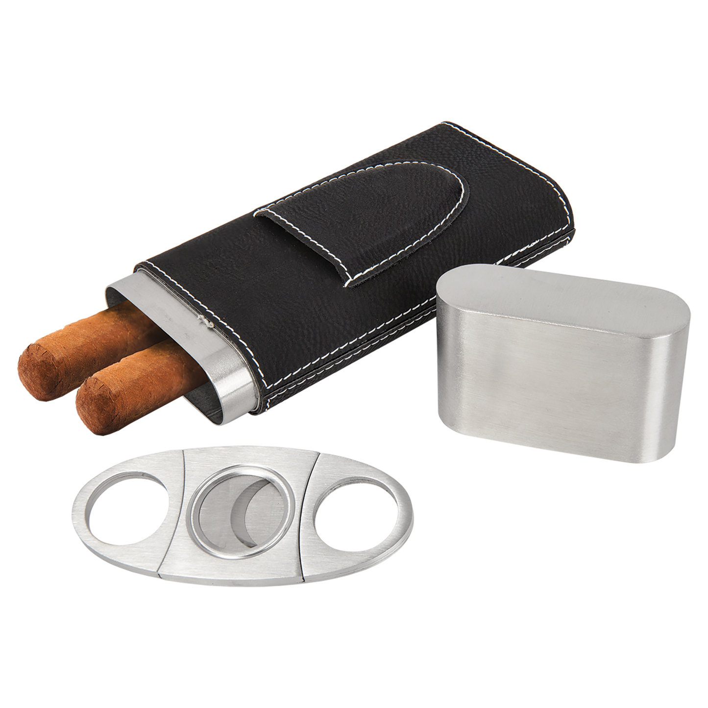 BLK/SLV CIGAR CS W/CUTTER