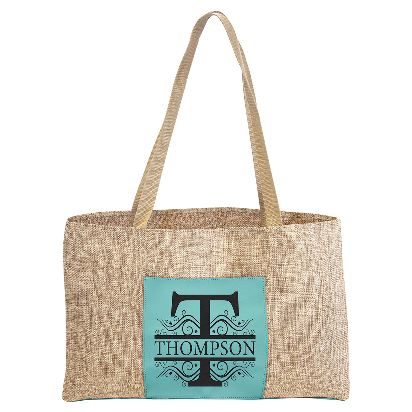 19X12 BURLAP W/TEAL BAG