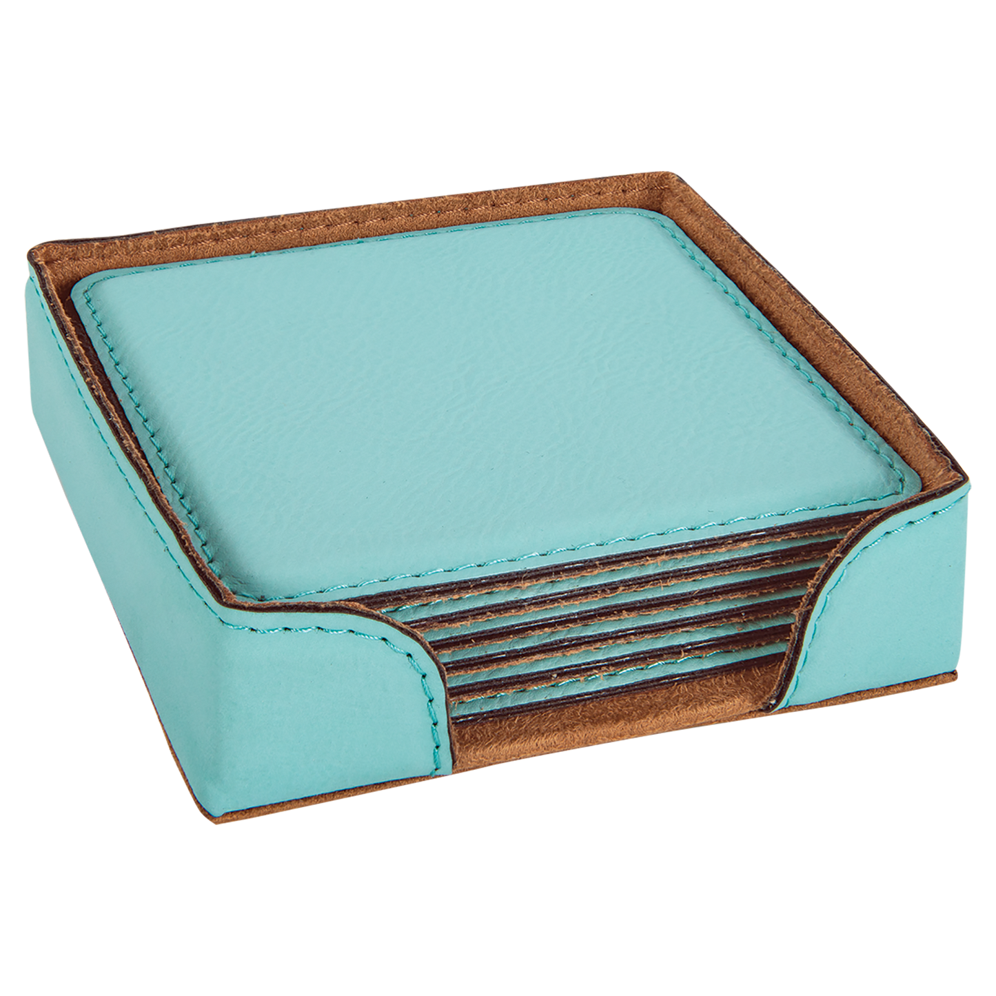 4X4 SQR TEAL COASTER SET