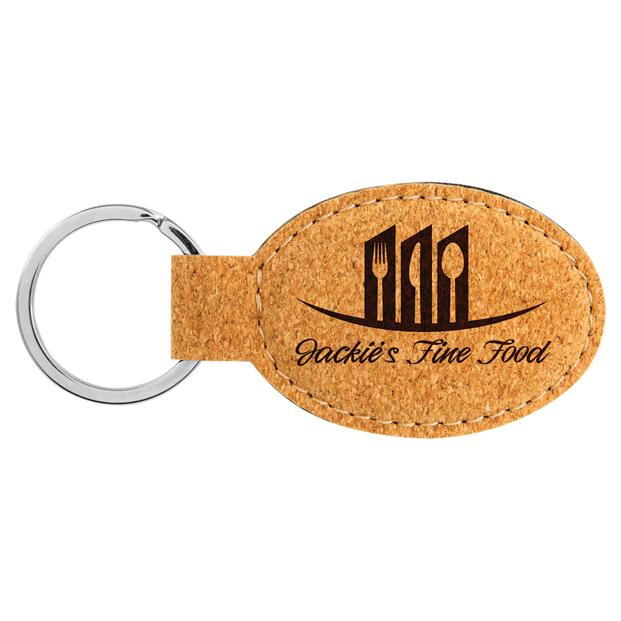 3X1.75 OVAL CORK KEYCHAIN