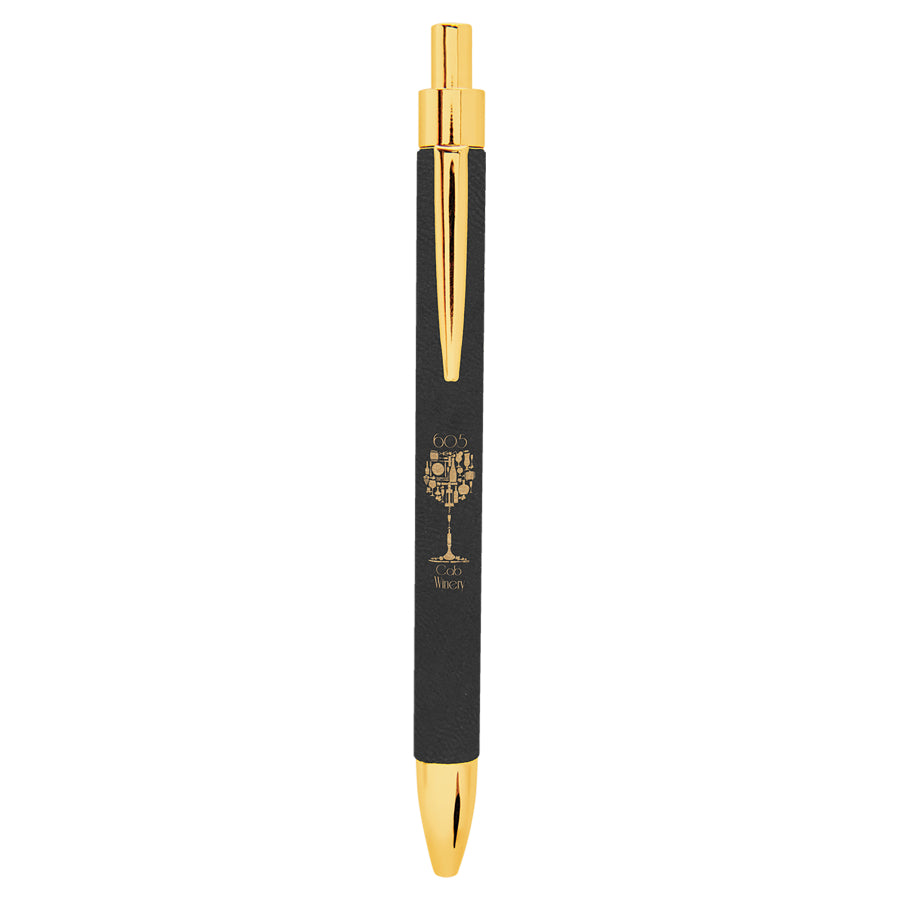 BLK/GLD LASER LEATHER PEN