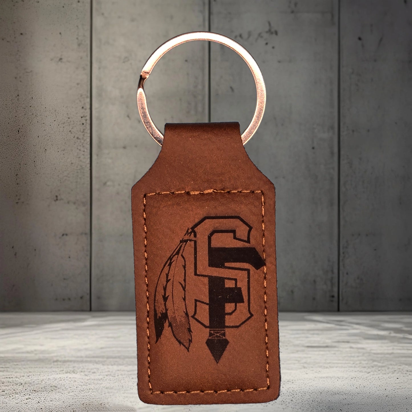 SFCHS dark brown leatherette keychain