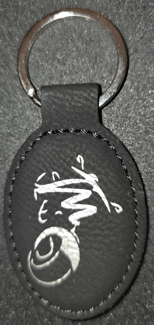 Two Mikes Black Leatherette Keychain