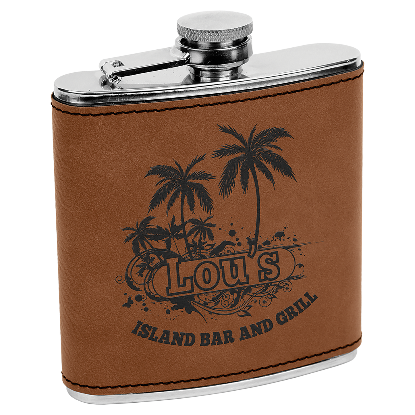 6 OZ DARK BRWN LTHR FLASK