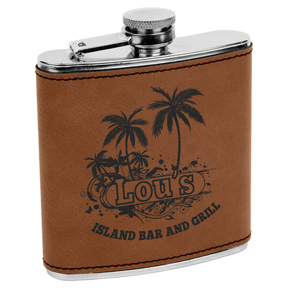 6 OZ DARK BRWN LTHR FLASK