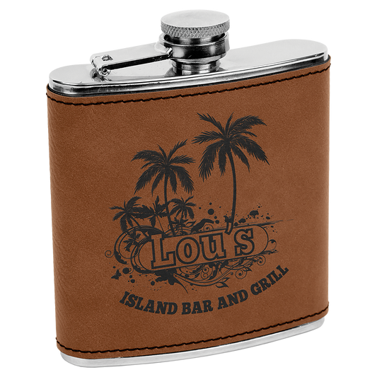 6 OZ DARK BRWN LTHR FLASK