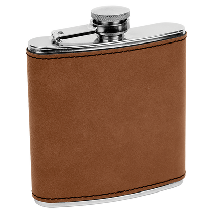 6 OZ DARK BRWN LTHR FLASK