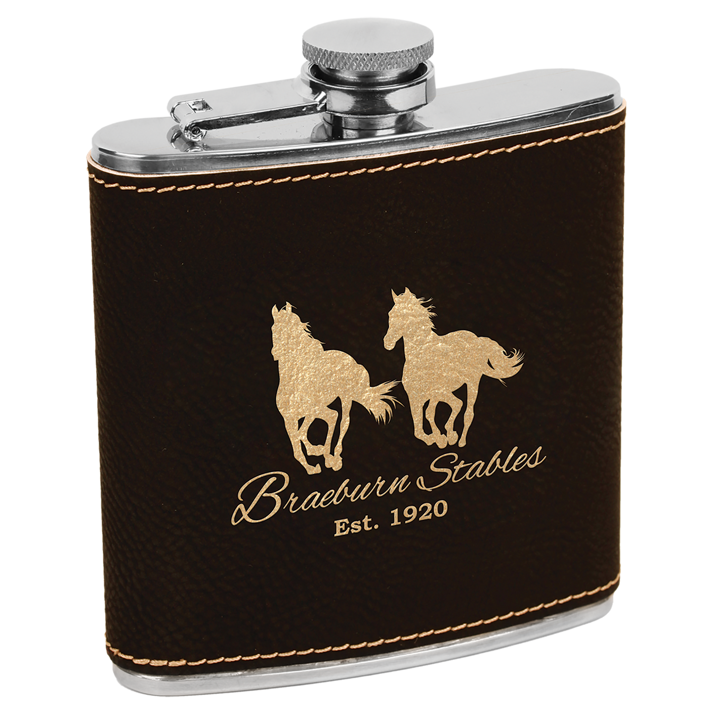 6 OZ BLK/GLD LTHR FLASK