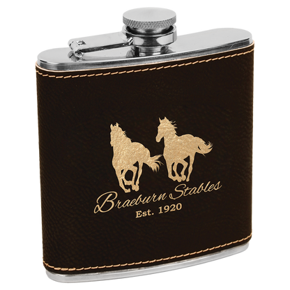 6 OZ BLK/GLD LTHR FLASK