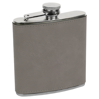 6 OZ GRAY LSR LTHR FLASK