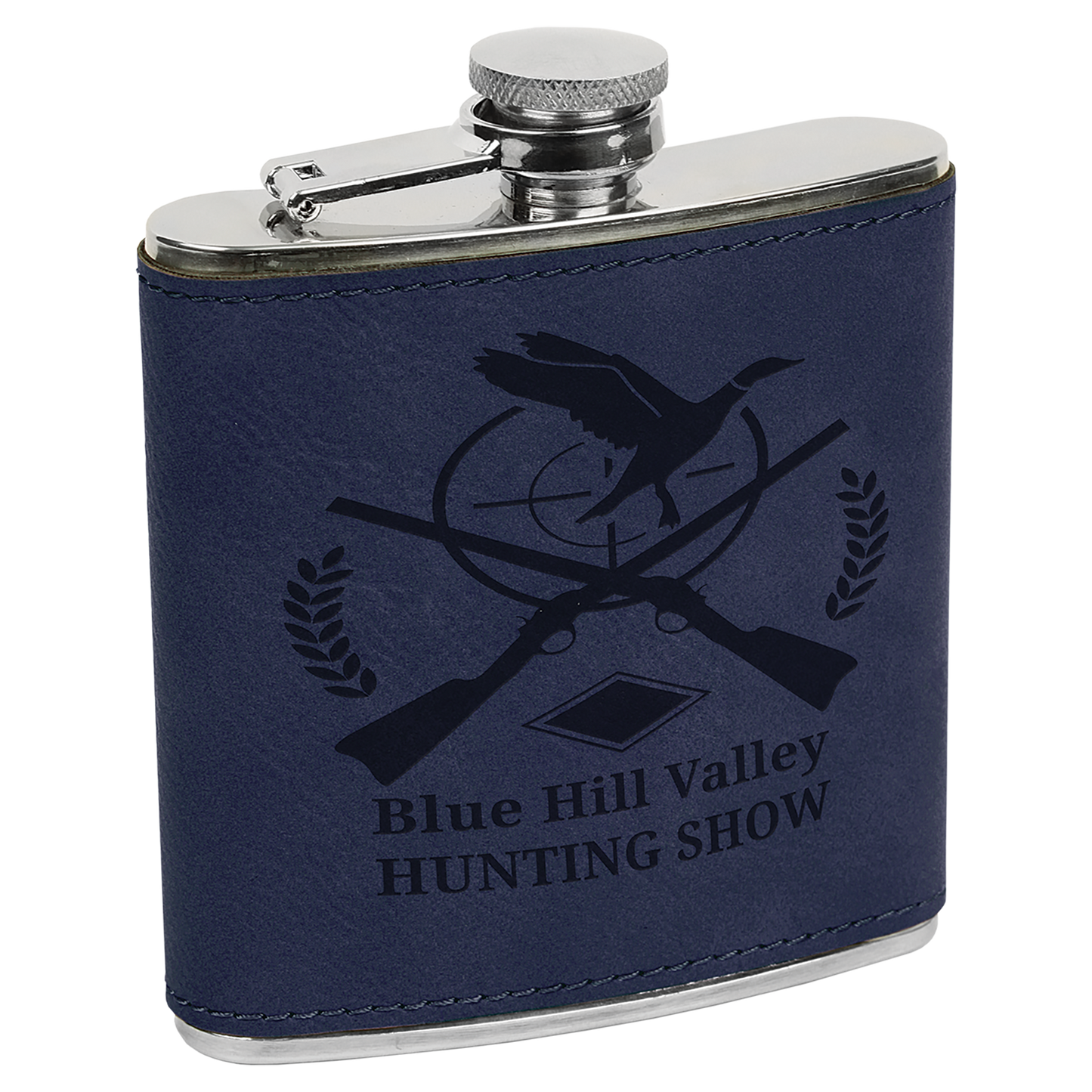 6 OZ BLU/BLK LTHR FLASK