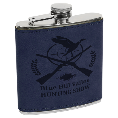 6 OZ BLU/BLK LTHR FLASK