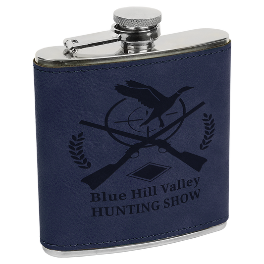 6 OZ BLU/BLK LTHR FLASK