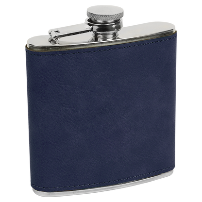 6 OZ BLU/BLK LTHR FLASK