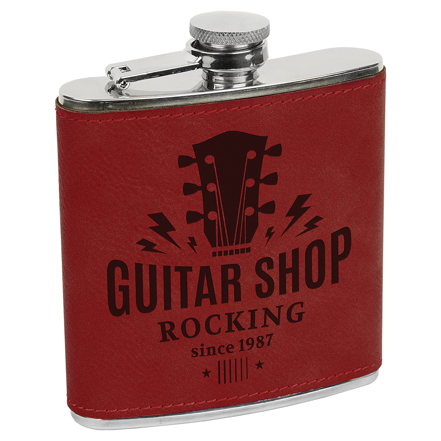 6 OZ Rosé LTHR FLASK