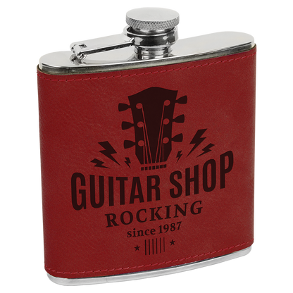 6 OZ Rosé LTHR FLASK