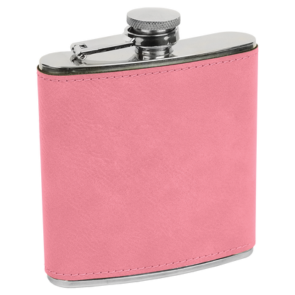 6 OZ PINK LSR LTHR FLASK