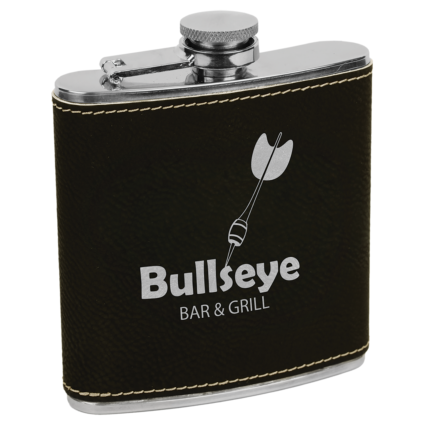6 OZ BLK/SLV LTHR FLASK