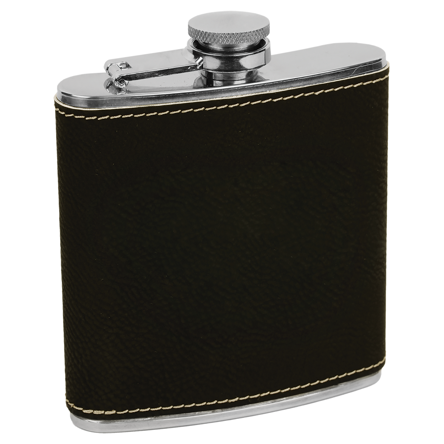 6 OZ BLK/SLV LTHR FLASK
