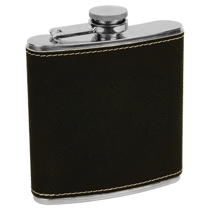 6 OZ BLK/SLV LTHR FLASK