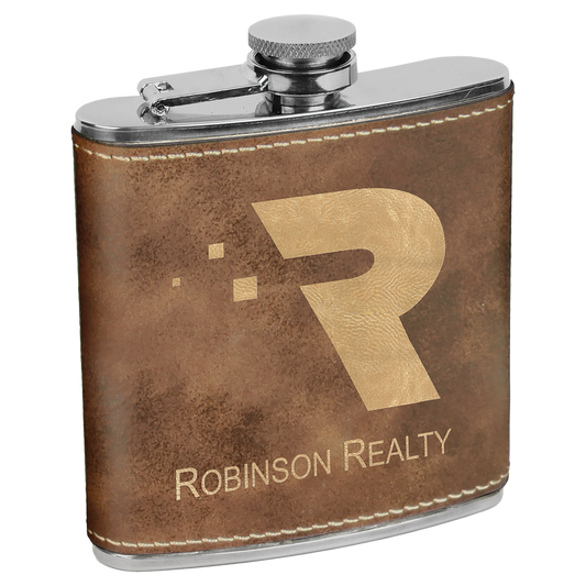 6 OZ RUSTIC/GLD LTHR FLSK