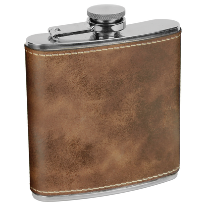 6 OZ RUSTIC/GLD LTHR FLSK