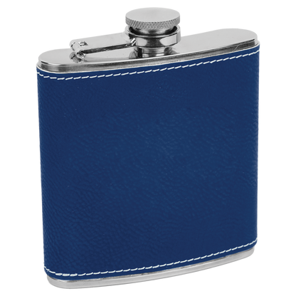 6 OZ BLU/SLV LTHR FLASK