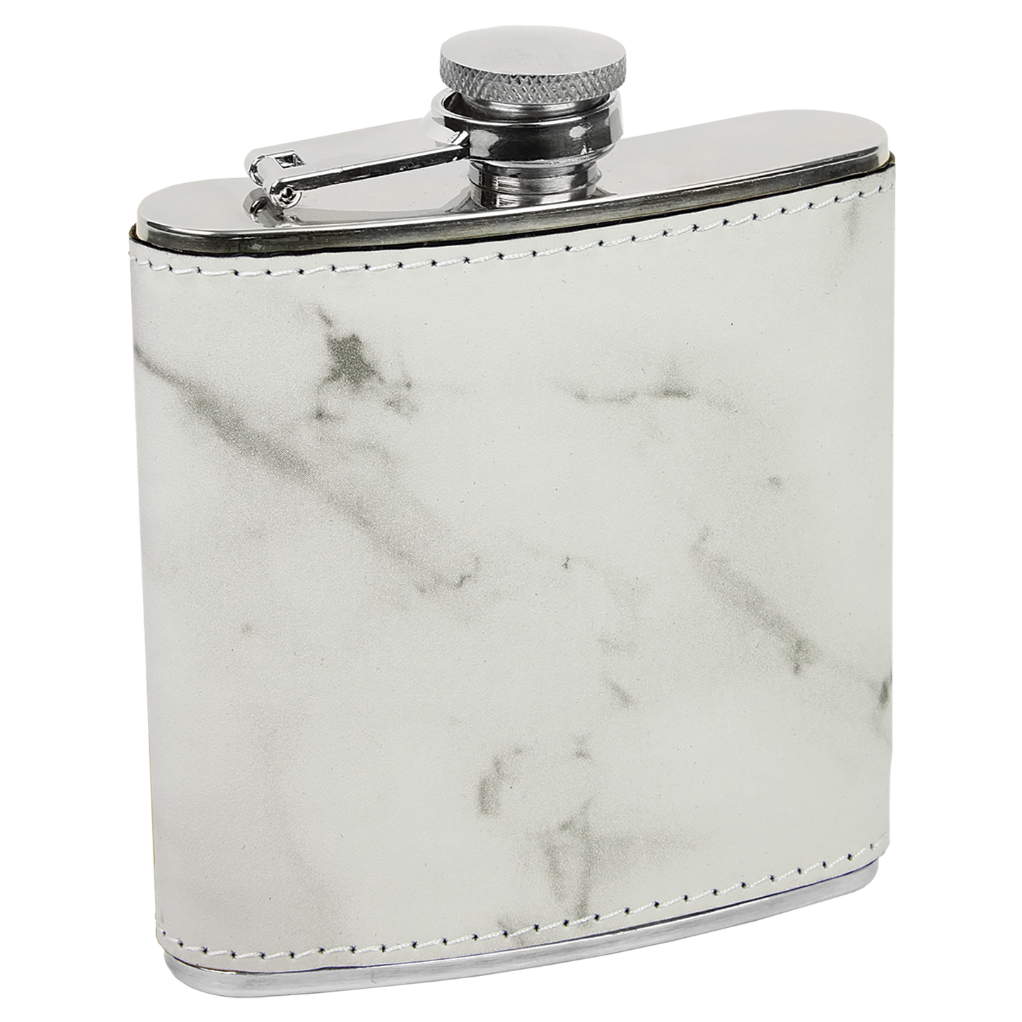 6 OZ WHT MRBL LTHR FLASK