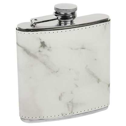 6 OZ WHT MRBL LTHR FLASK