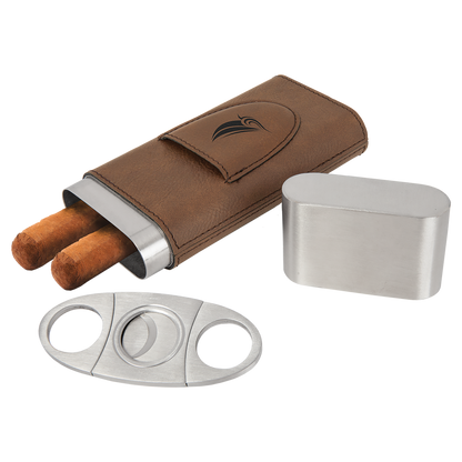 DK BRWN CIGAR CS W/CUTTER