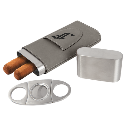 GRAY CIGAR CASE W/CUTTER