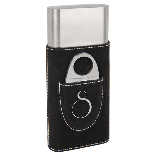 BLK/SLV CIGAR CS W/CUTTER