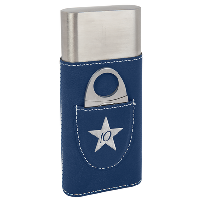 BLU/SLV CIGAR CS W/CUTTER