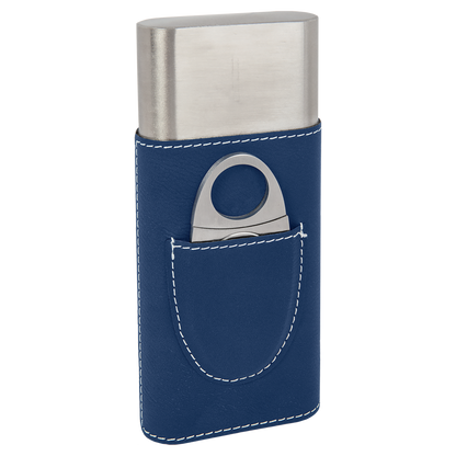 BLU/SLV CIGAR CS W/CUTTER