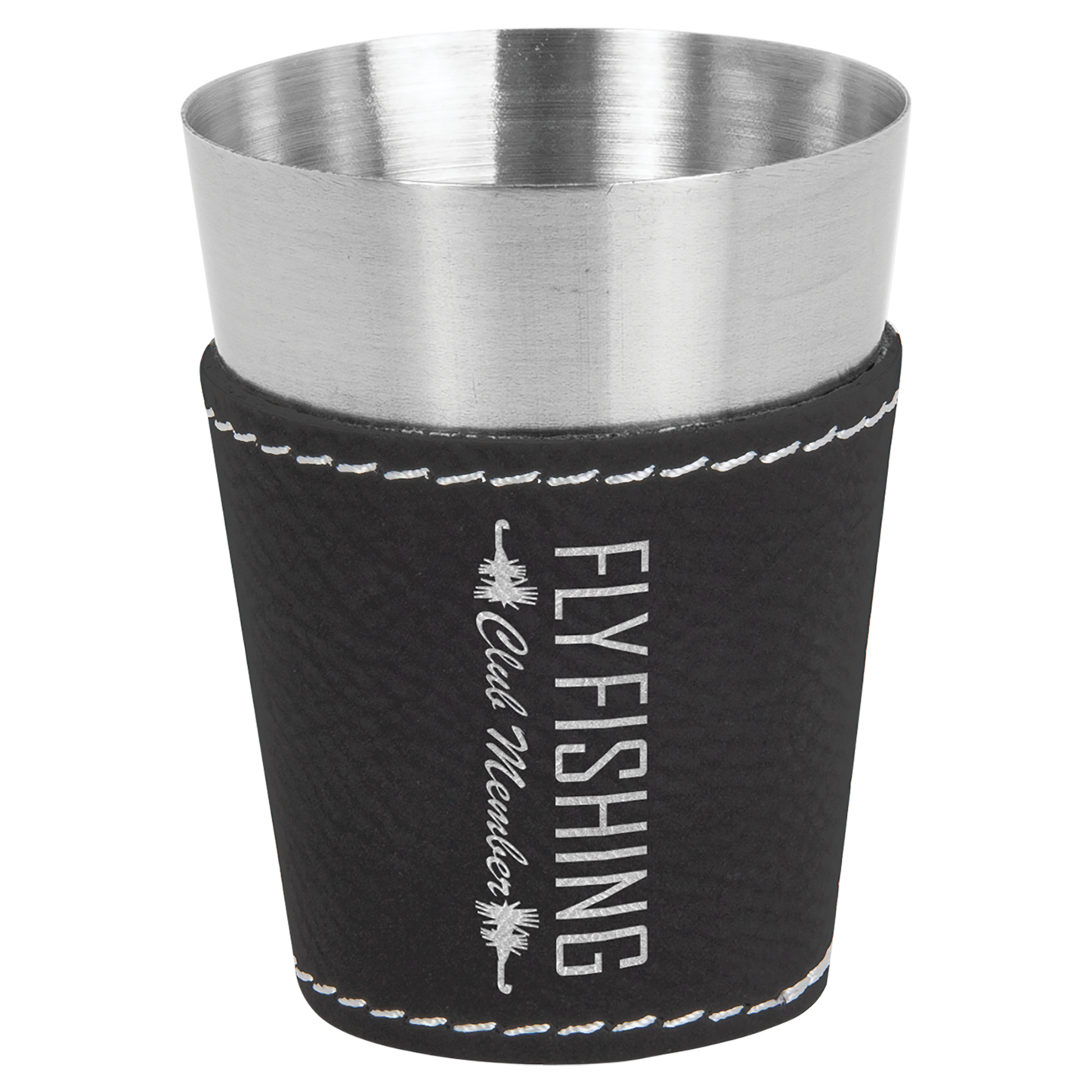 2 OZ BLK/SLV SHOT GLASS