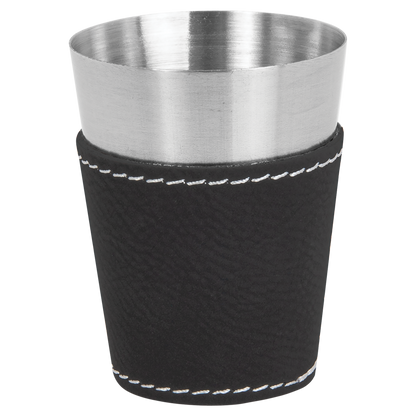 2 OZ BLK/SLV SHOT GLASS
