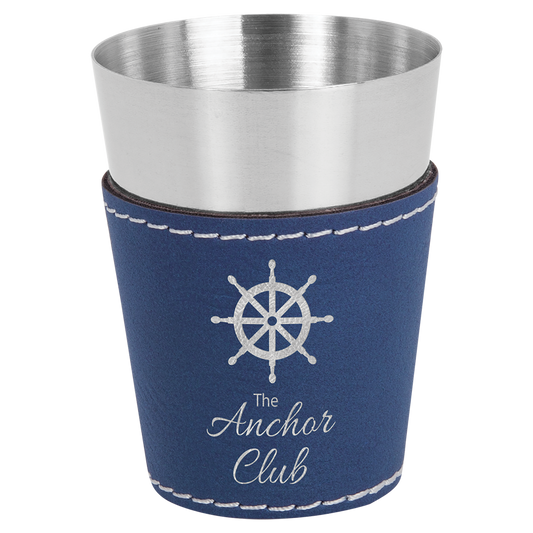 2 OZ BLU/SLV SHOT GLASS