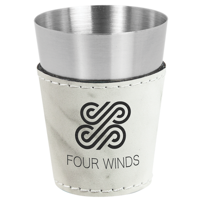2 OZ WHT MRBL SHOT GLASS