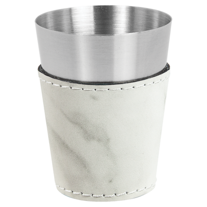 2 OZ WHT MRBL SHOT GLASS
