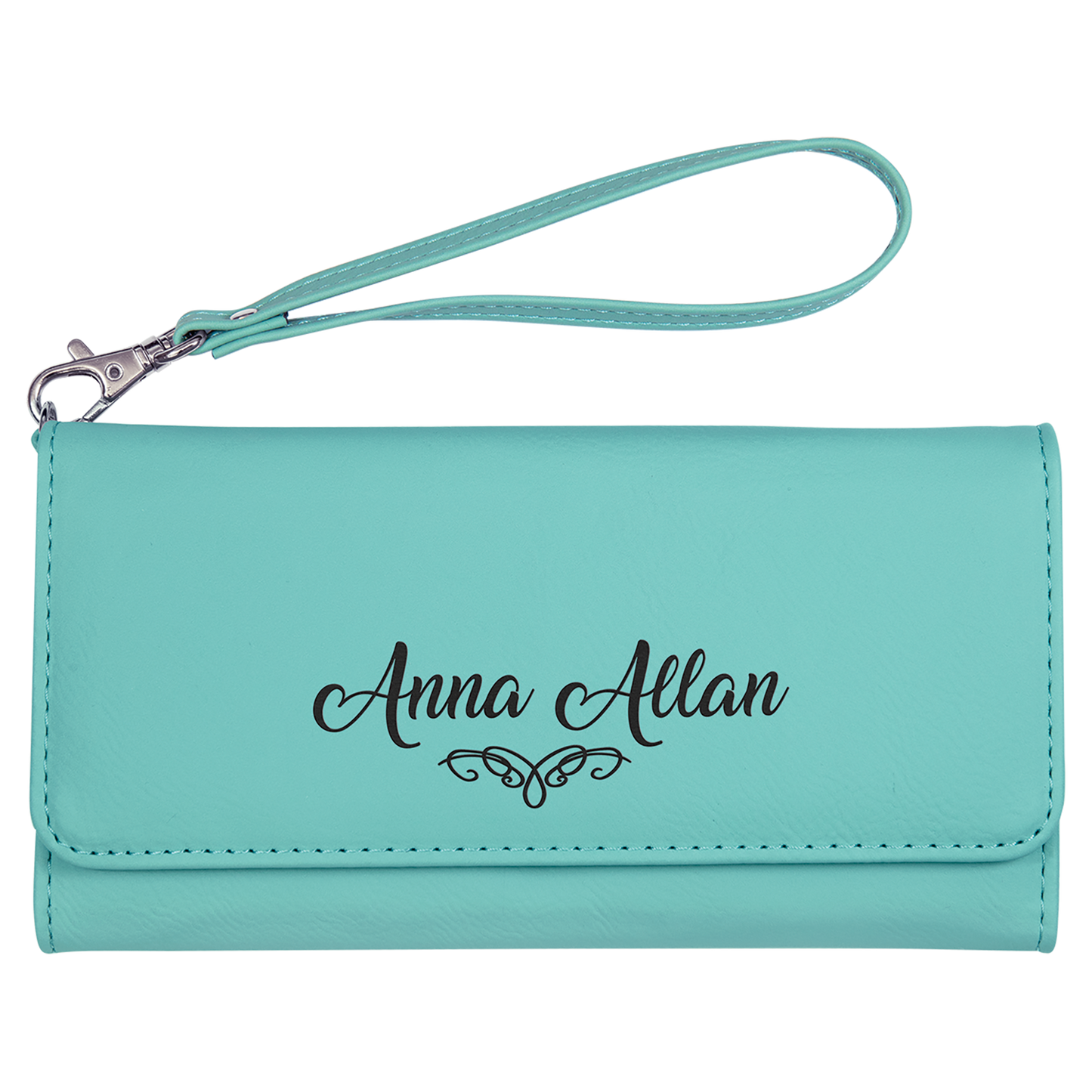 7.5X4 TEAL WALLET W/STRAP