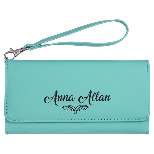 7.5X4 TEAL WALLET W/STRAP