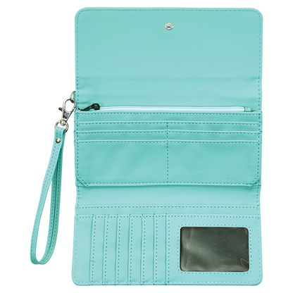 7.5X4 TEAL WALLET W/STRAP