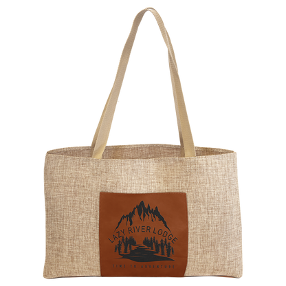 19X12 BURLAP/RAWHIDE BAG