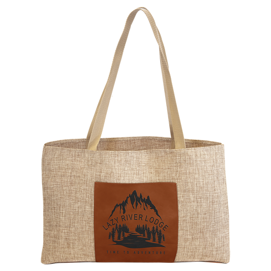 19X12 BURLAP/RAWHIDE BAG