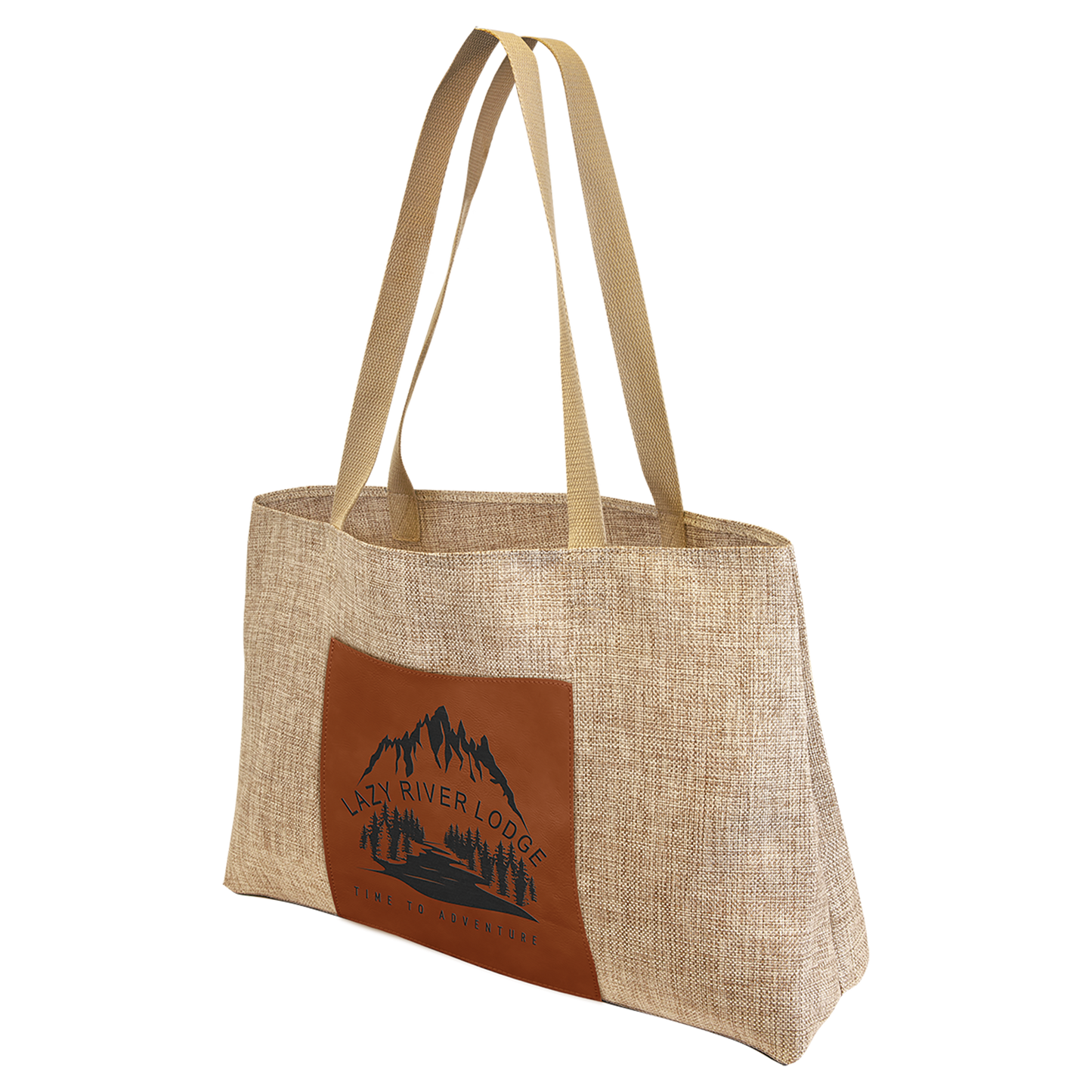19X12 BURLAP/RAWHIDE BAG